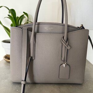 Like New Kate Spade Margaux Large Grey Leather Tote Shoulder Bag Top Handle Bag
